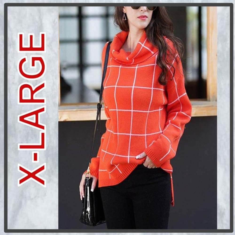 Line&Dot Grid Cowl Neck Pullover Cape Sweater